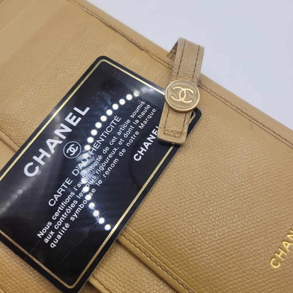 Chanel Beige Leather Wallet